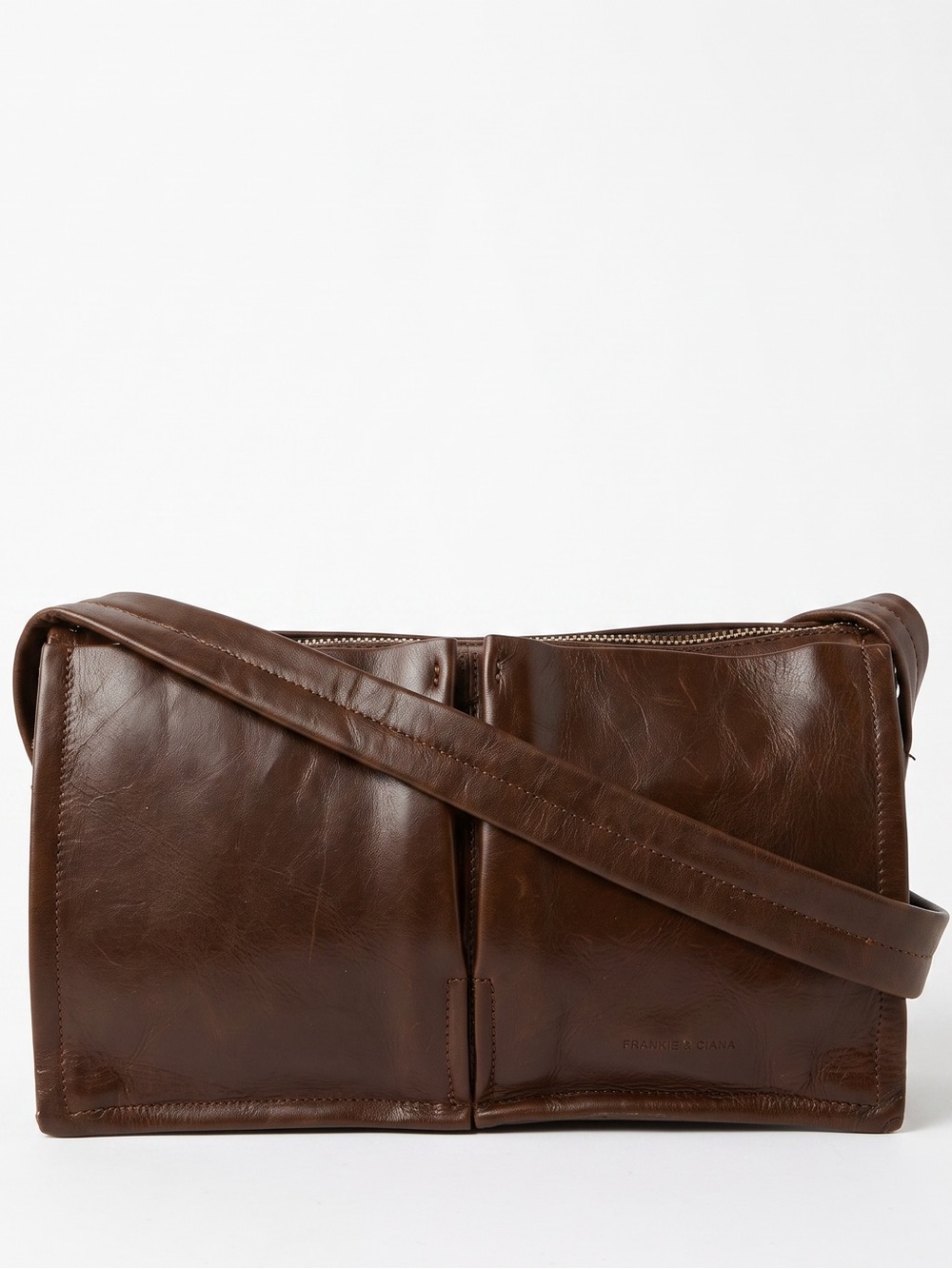 Francesco Biasia Dark Brown Leather Shoulder Bag Made in Italy Minimalist Chic